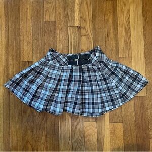 Zara White and Black Plaid Skater Skirt
